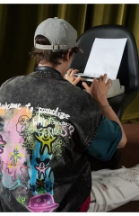 American style oversize washed vest men's trendy couple sleeveless T-shirt