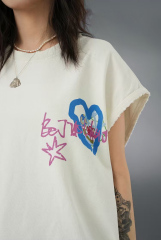 American style oversize washed vest men's trendy couple sleeveless T-shirt