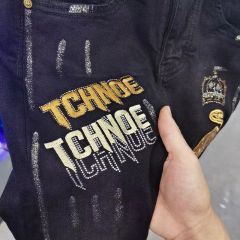 European jeans men's fashion brand big bull embroidery winter plus velvet trendy fashion hot diamond slim fit skinny pants