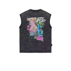 American style oversize washed vest men's trendy couple sleeveless T-shirt