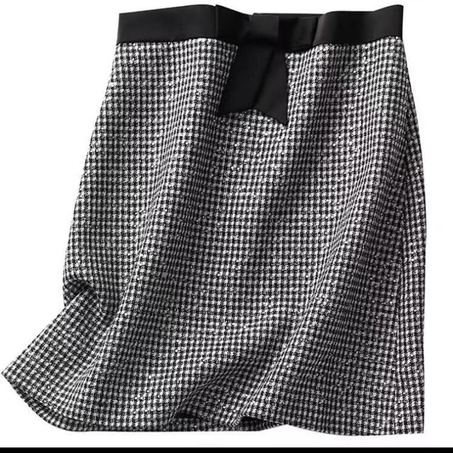 woolen autumn and winter 9063 black and white sequined short skirt