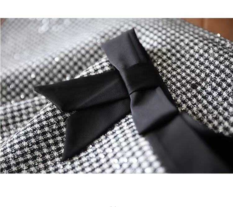 woolen autumn and winter 9063 black and white sequined short skirt
