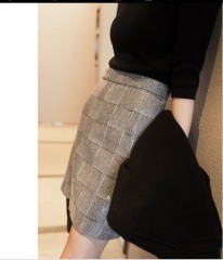 European goods heavy sequin plaid A-line skirt half-length skirt female temperament short skirt gray sequin skirt