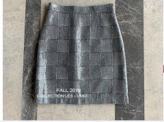 European goods heavy sequin plaid A-line skirt half-length skirt female temperament short skirt gray sequin skirt