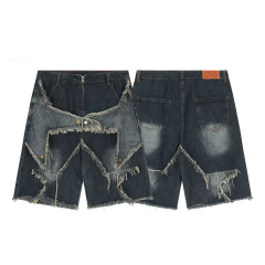 Summer Star-Washed Distressed Shorts - Men's Loose Fit Vintage Denim Bermuda Shorts