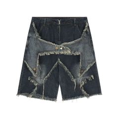 Summer Star-Washed Distressed Shorts - Men's Loose Fit Vintage Denim Bermuda Shorts
