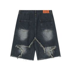 Summer Star-Washed Distressed Shorts - Men's Loose Fit Vintage Denim Bermuda Shorts