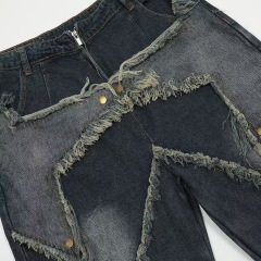 Summer Star-Washed Distressed Shorts - Men's Loose Fit Vintage Denim Bermuda Shorts