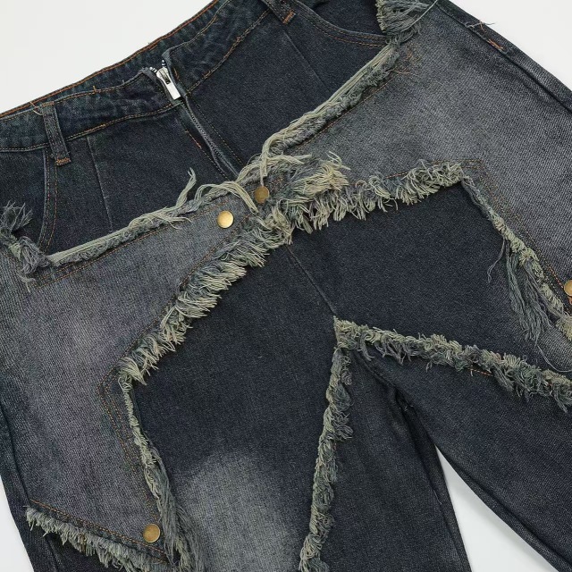 Summer Star-Washed Distressed Shorts - Men's Loose Fit Vintage Denim Bermuda Shorts