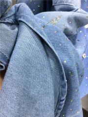 European-style heavy-duty rhinestone jacket women's starry denim coat  casual mid-length slim-fit cardigan long-sleeve shirt for spring and summer