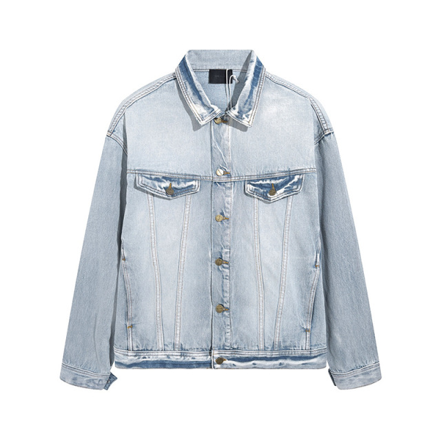 FOG ESSENTIALS Inspired Oversized Washed Denim Jacket – Vintage Distressed Casual Trucker Coat