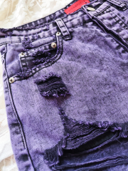 High Waisted   Frayed Hem Distressed Jean Shorts for Work & Casual Women's Denim Shorts