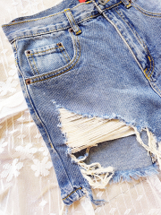 Sexy Girls  Frayed Hem Distressed Jean Shorts for Work & Casual Women's Denim Shorts