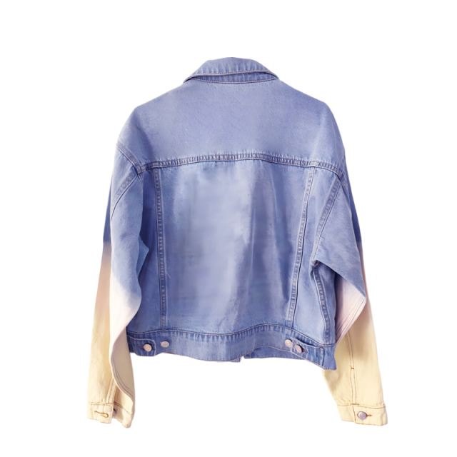 Heavy Washed Spray-Dye Denim Jacket Women's Summer Thin Retro Trendy Casual Short Top