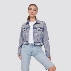 Heavy Washed Spray-Dye Denim Jacket Women's Summer Thin Retro Trendy Casual Short Top