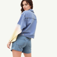 Heavy Washed Spray-Dye Denim Jacket Women's Summer Thin Retro Trendy Casual Short Top