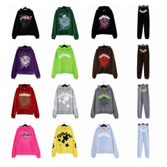 Sp1der Hiphop Singer Young Thug Same Model Foam Letter  555555 Couple Hoodie Pink Jacket