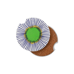 Absorbent Ceramic Stone Car Coaster w/Cork Base