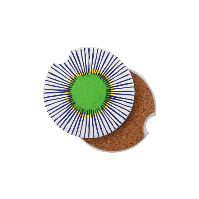 Absorbent Ceramic Stone Car Coaster w/Cork Base