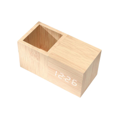 Digital Wooden LED Alarm Clock with Pen Holder