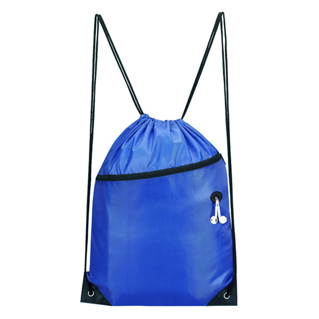 Drawstring Backpack w/Front Zipper Pocket