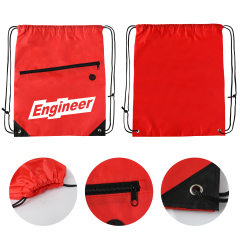 Drawstring Backpack w/Front Zipper Pocket