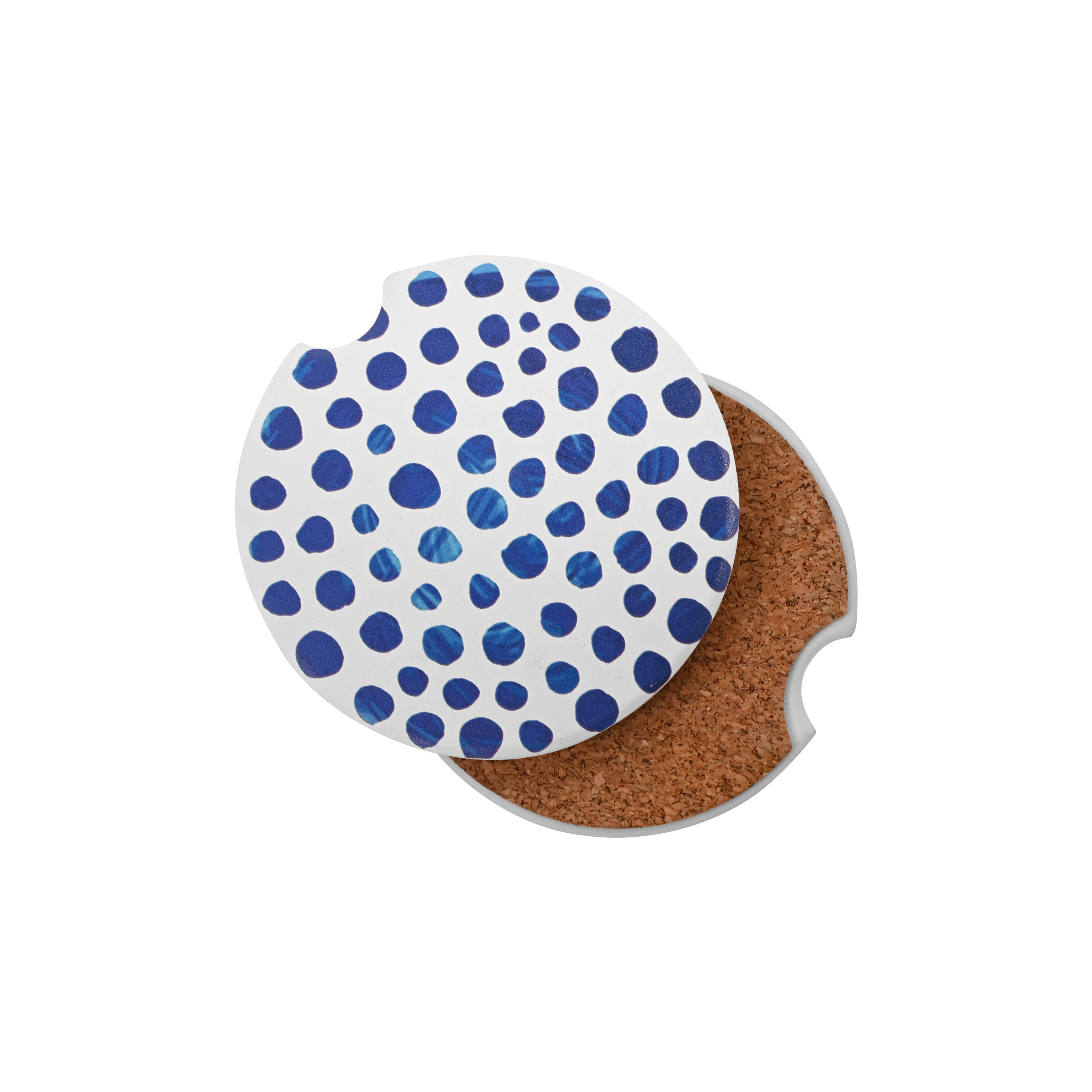 Absorbent Ceramic Stone Car Coaster w/Cork Base