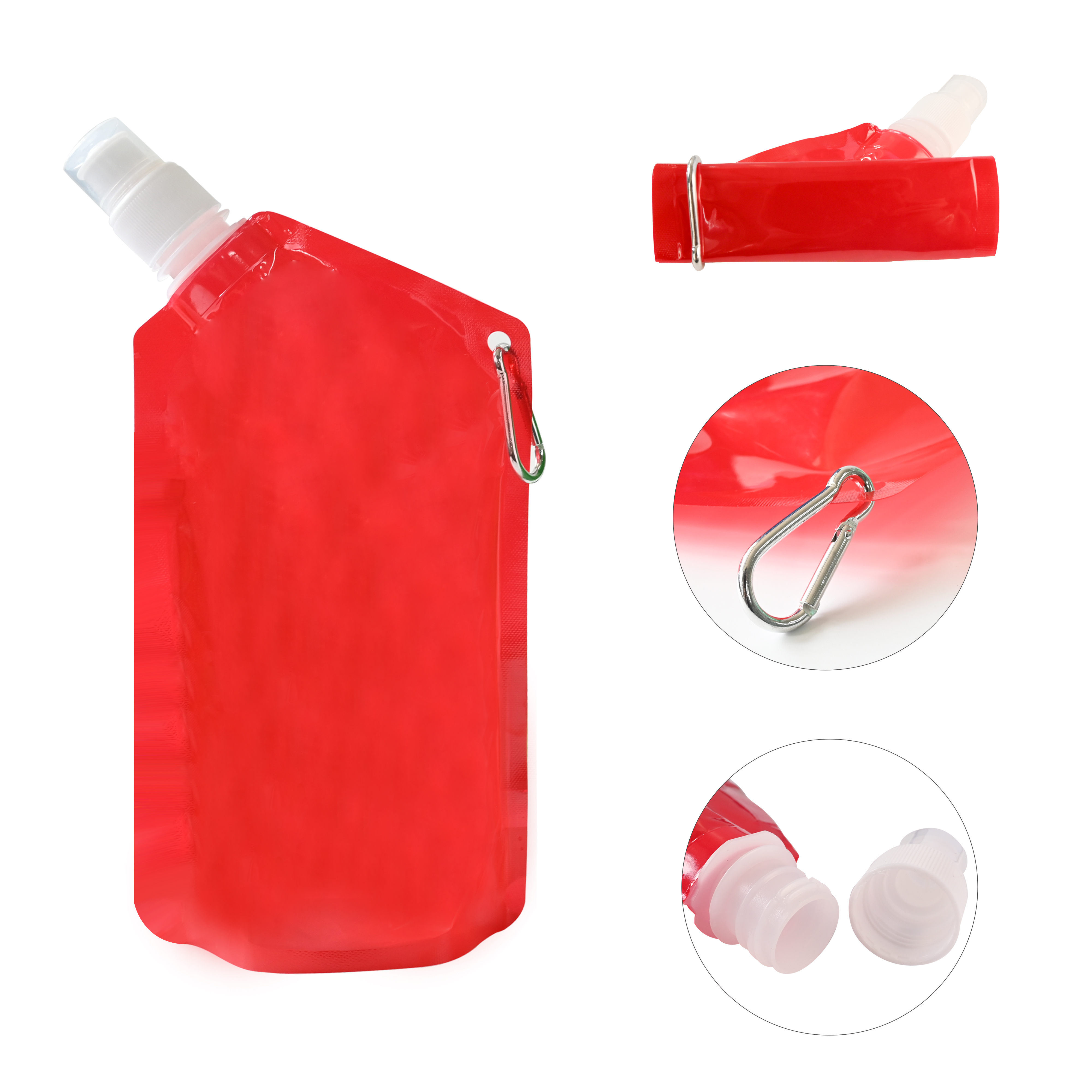 25 Oz. Collapsible and Reusable Water Bag w/Carabiner