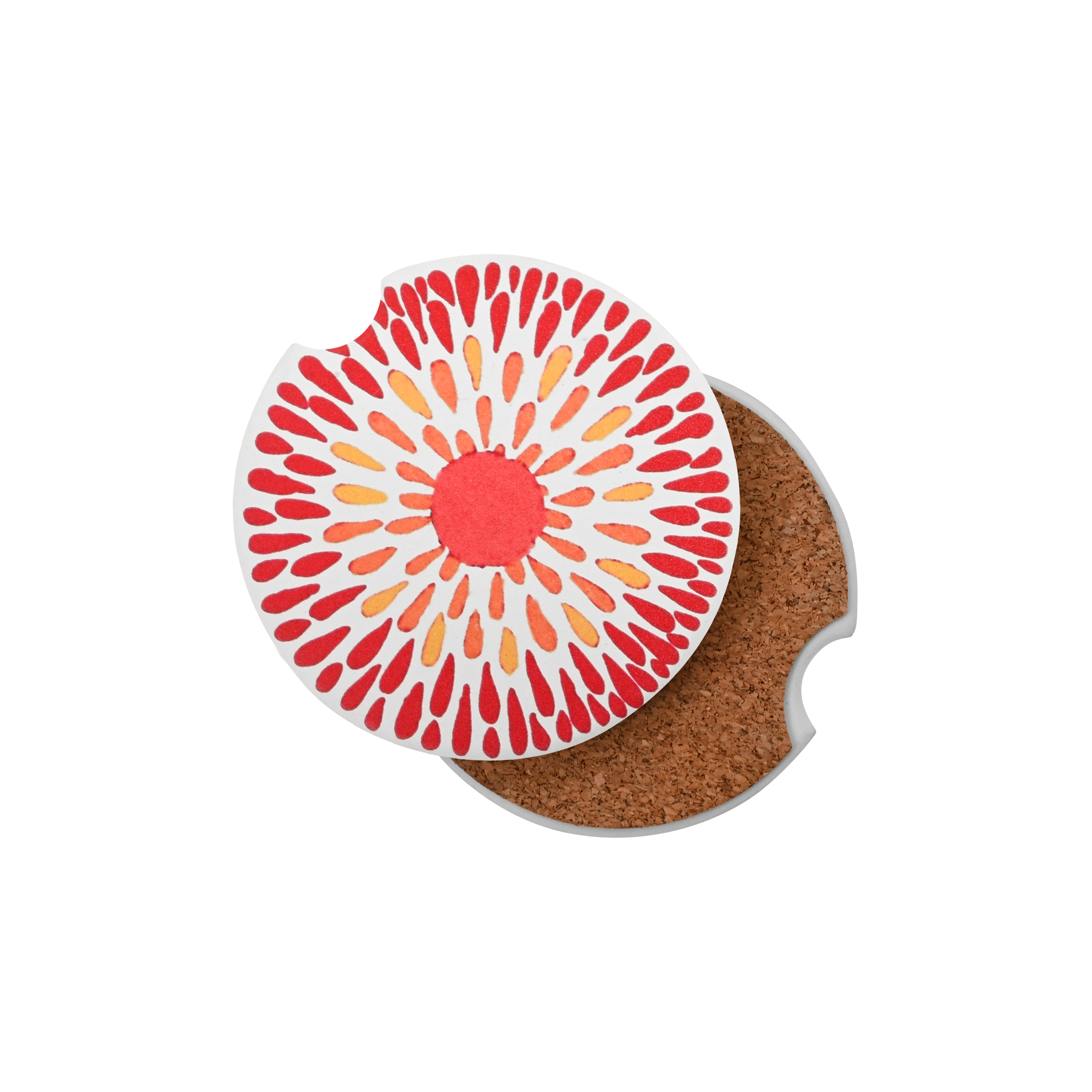 Absorbent Ceramic Stone Car Coaster w/Cork Base