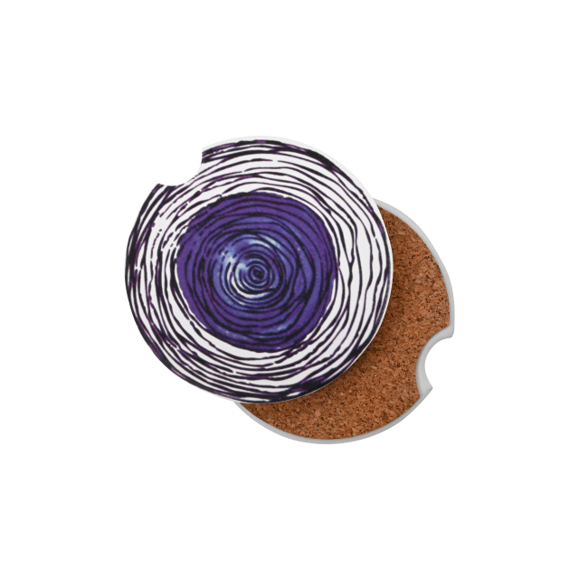 Absorbent Ceramic Stone Car Coaster w/Cork Base