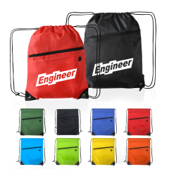 Drawstring Backpack w/Front Zipper Pocket