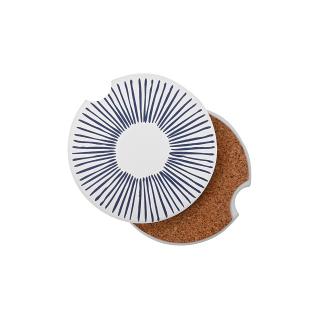 Absorbent Ceramic Stone Car Coaster w/Cork Base
