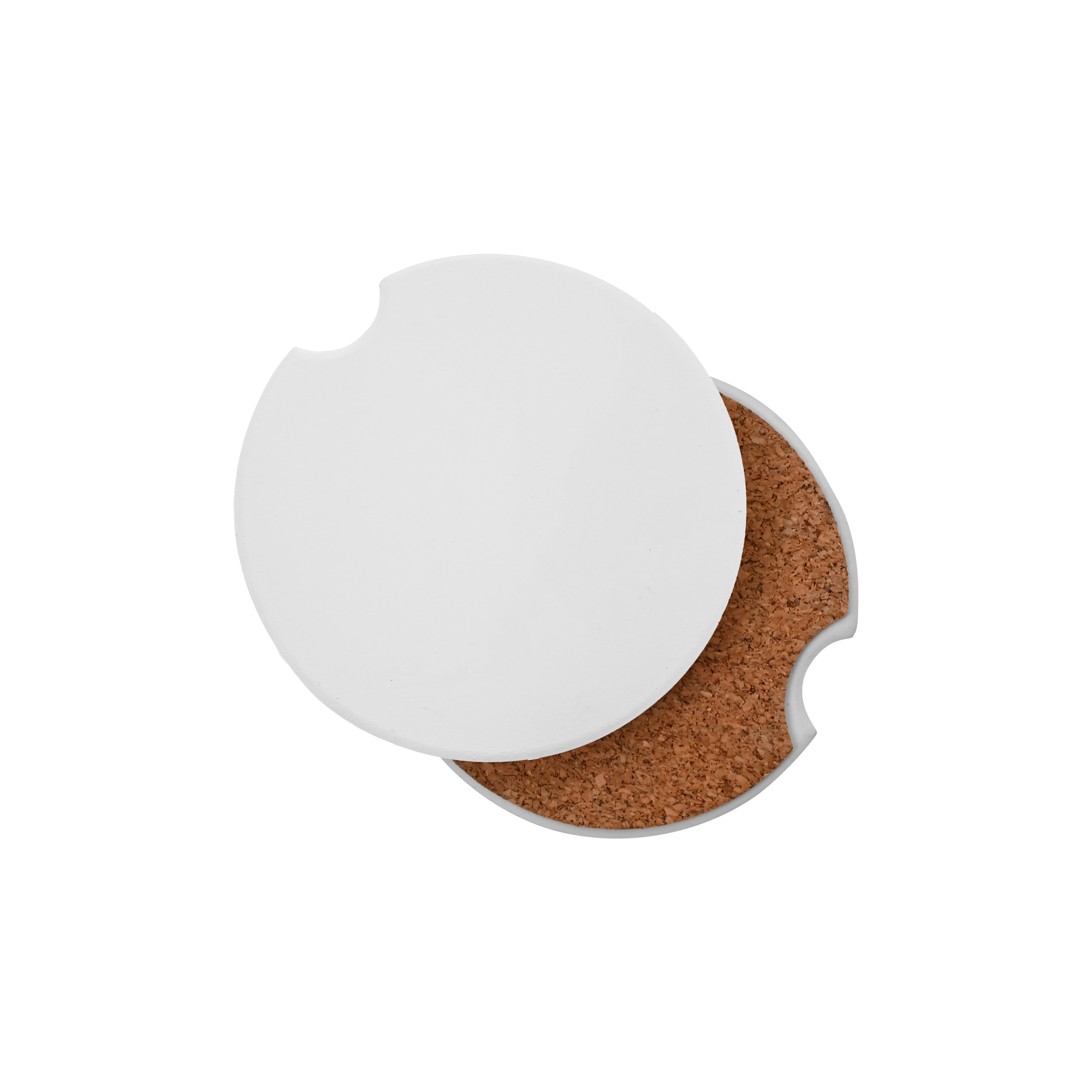 Absorbent Ceramic Stone Car Coaster w/Cork Base