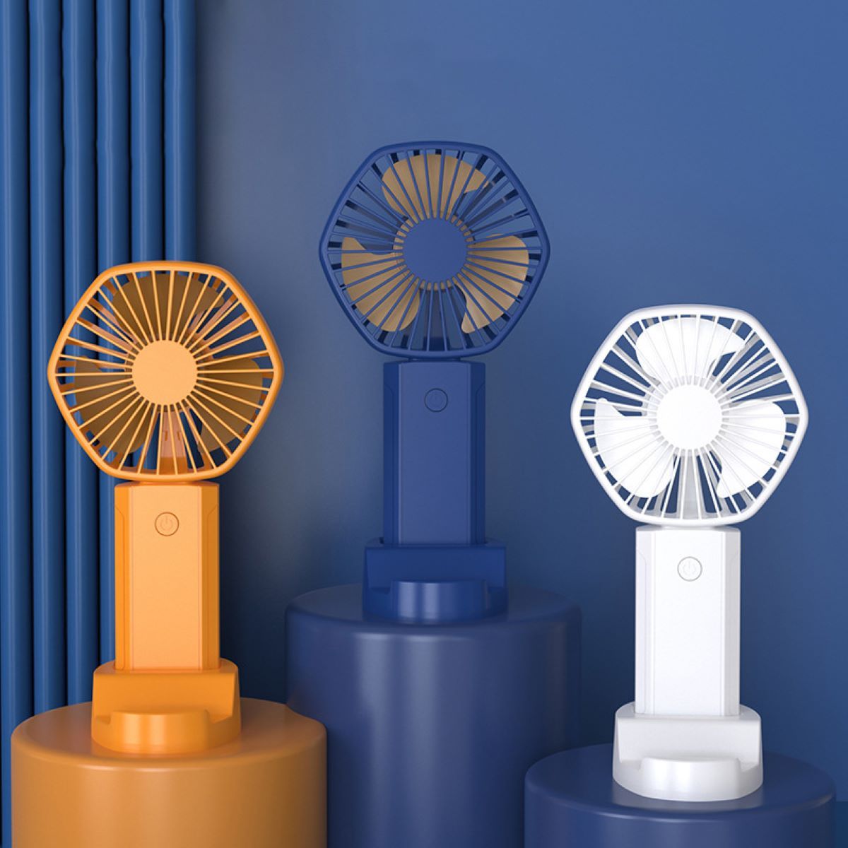 USB Rechargeable Handheld Fan w/Phone Holder