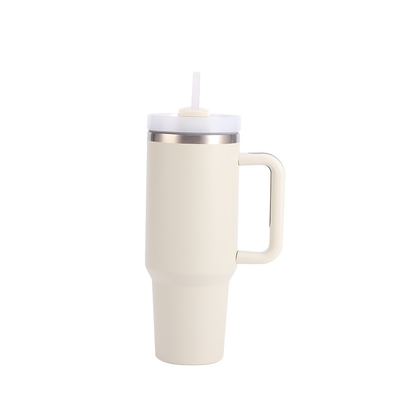 40 Oz. Stainless Steel Tumbler w/Handle and Straw Lid