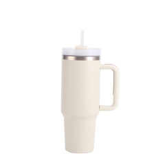 40 Oz. Stainless Steel Tumbler w/Handle and Straw Lid