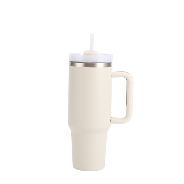 40 Oz. Stainless Steel Tumbler w/Handle and Straw Lid