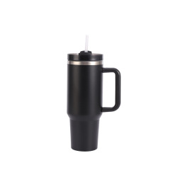 40 Oz. Stainless Steel Tumbler w/Handle and Straw Lid
