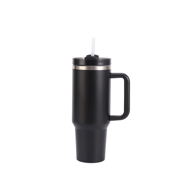 40 Oz. Stainless Steel Tumbler w/Handle and Straw Lid