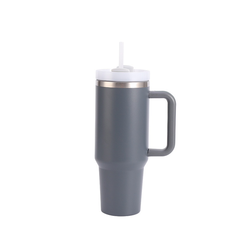 40 Oz. Stainless Steel Tumbler w/Handle and Straw Lid