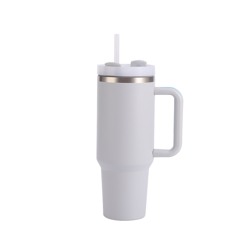 40 Oz. Stainless Steel Tumbler w/Handle and Straw Lid