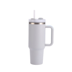 40 Oz. Stainless Steel Tumbler w/Handle and Straw Lid