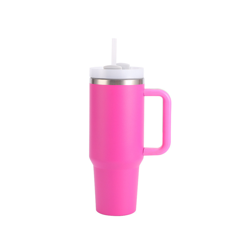 40 Oz. Stainless Steel Tumbler w/Handle and Straw Lid