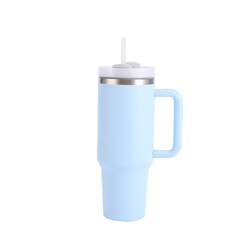 40 Oz. Stainless Steel Tumbler w/Handle and Straw Lid