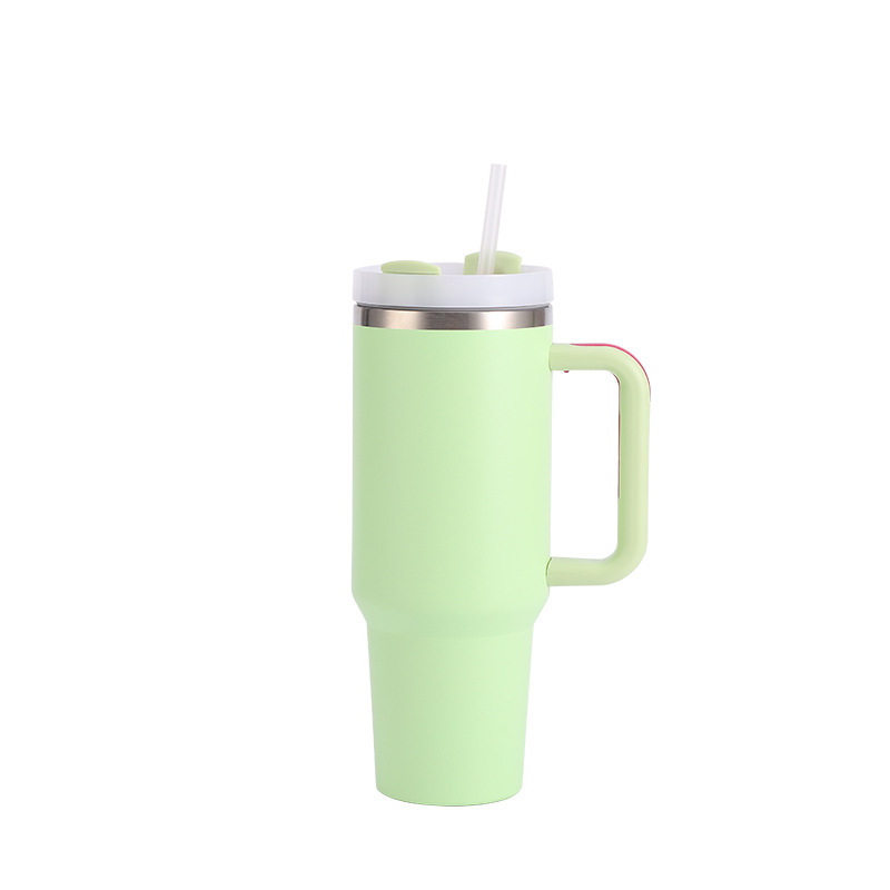 40 Oz. Stainless Steel Tumbler w/Handle and Straw Lid