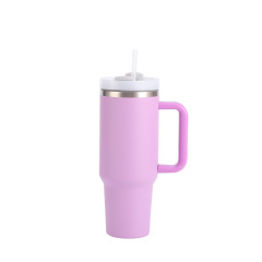 40 Oz. Stainless Steel Tumbler w/Handle and Straw Lid