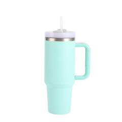40 Oz. Stainless Steel Tumbler w/Handle and Straw Lid