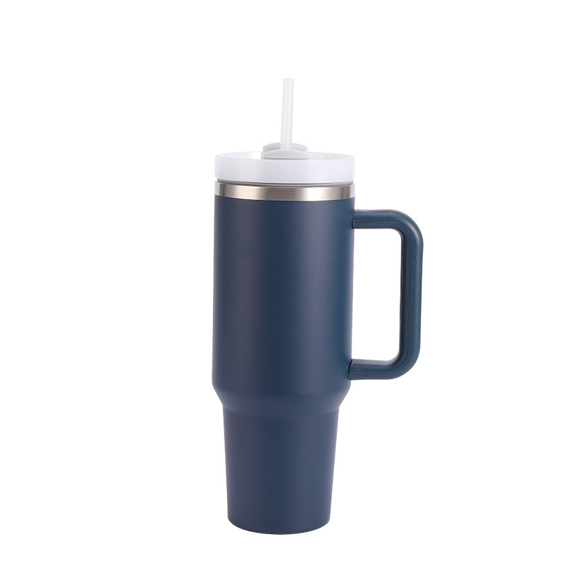 40 Oz. Stainless Steel Tumbler w/Handle and Straw Lid