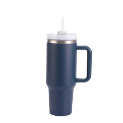 40 Oz. Stainless Steel Tumbler w/Handle and Straw Lid