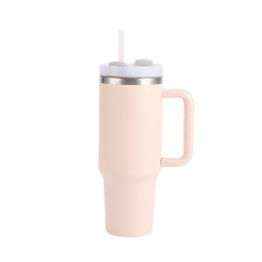 40 Oz. Stainless Steel Tumbler w/Handle and Straw Lid